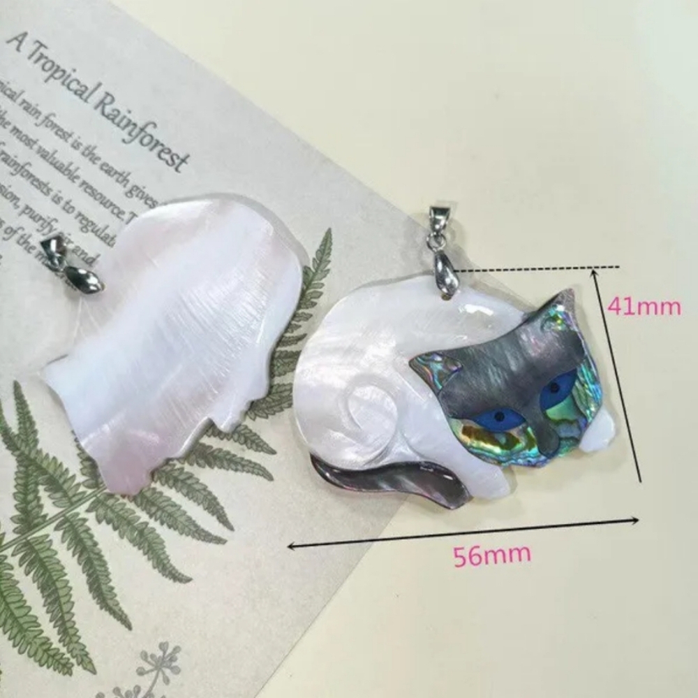 ⚠️1 Left! Natural White Abalone Shell Cat Necklace - Picture 4 of 5